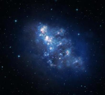 An artist's rendition of the newly discovered most
distant galaxy z8_GND_5296.
